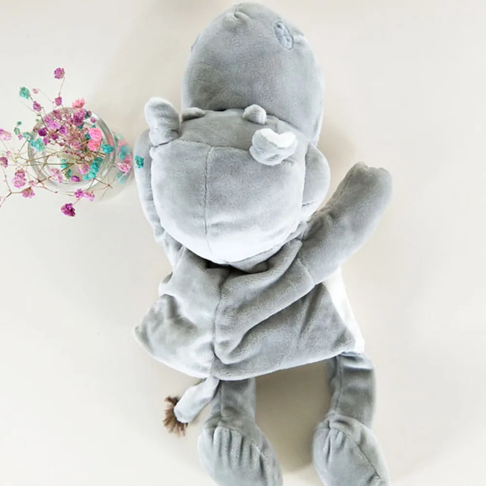 Marioneta de mano para bebé, juguete de peluche de hipopótamo grande gris