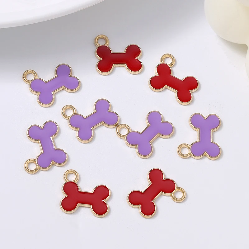 

Duarte 20Pcs/Lot Cartoon Enamel Animal Dog Bone Charms Pendants for Jewelry Making Drop Earrings Necklaces Bracelets Accessories