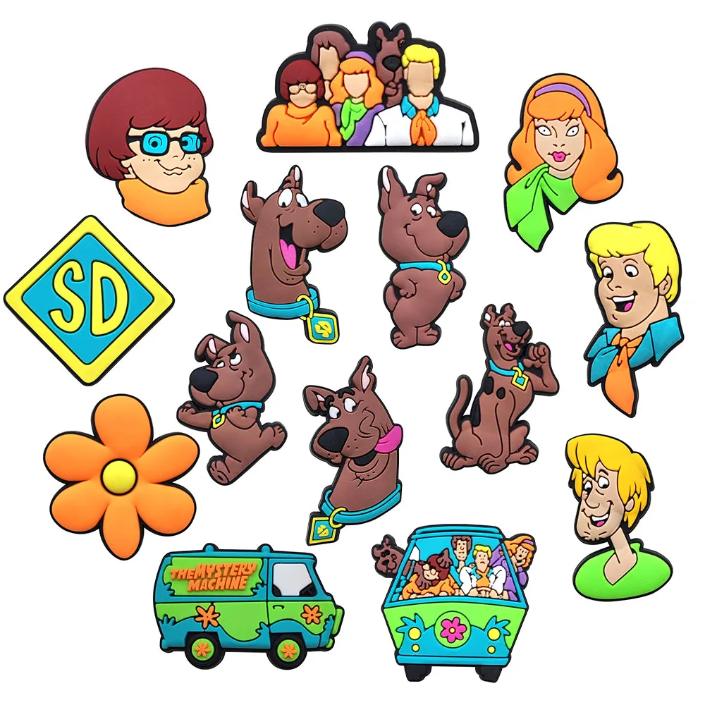 14Pcs Cartoon Dog Series Shoe Charms For Slides Clog Sandals Shoes Decorations Accessories For Friend Christmas Birthday Gifts