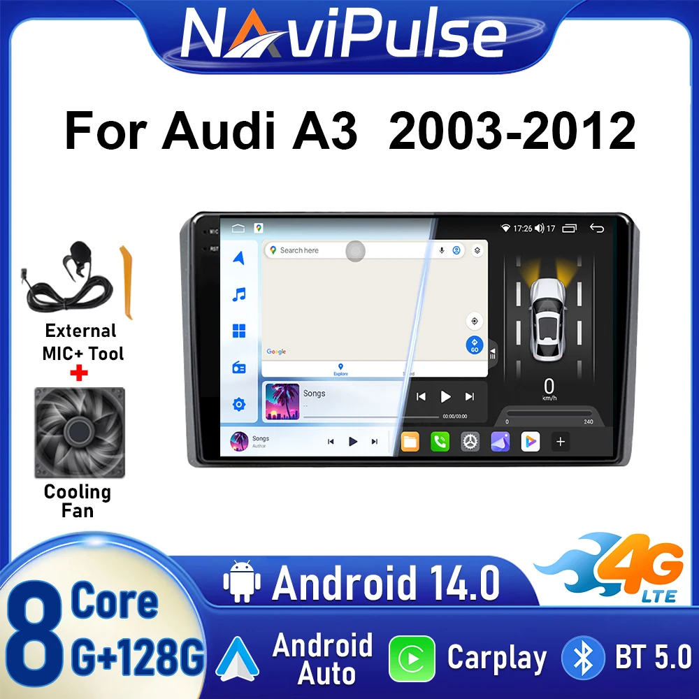 

For Android Car Multimedia Radio For Audi A3 8P S3 RS3 2003 - 2012 Auto Stereo Wireless CarPlay GPS Navigation Wifi DSP Carplay