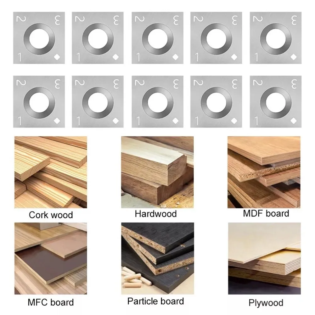 10pcs 15mm Square Carbide Inserts for Turning Straight Profiles and Near 90 Degree Internal Angles in Wood Processing
