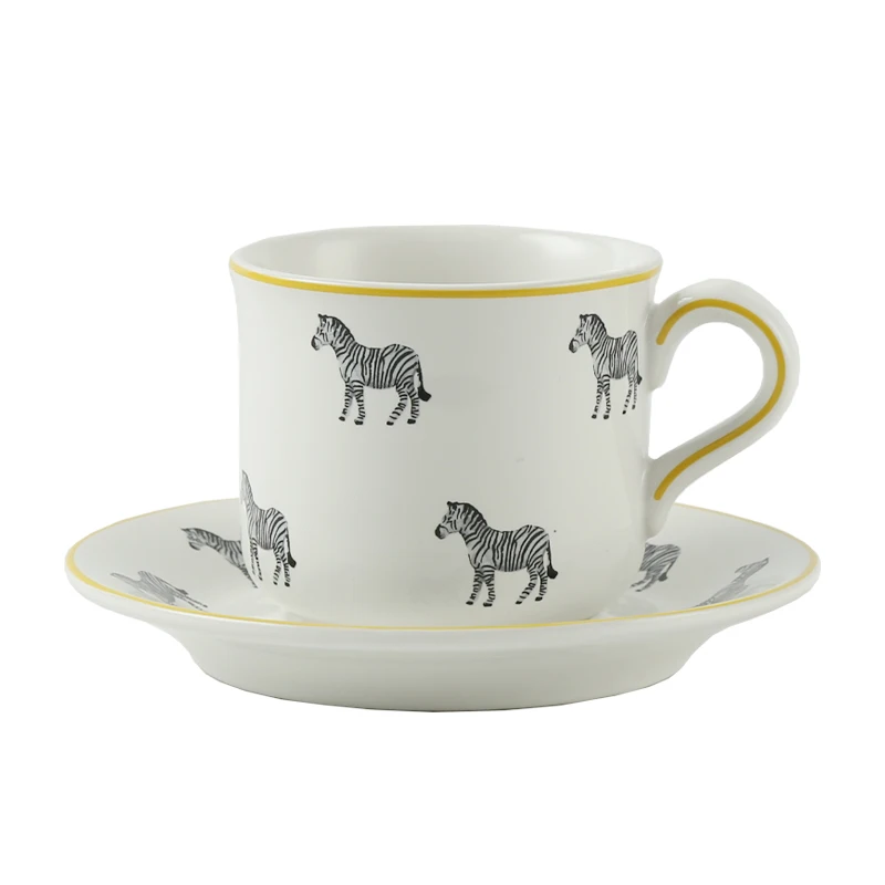 London Pottery 220ML zebra Animal mug dish ceramic coffee cup Unusual tea Pair pottery tea cup set porcelain cup for girlfriend