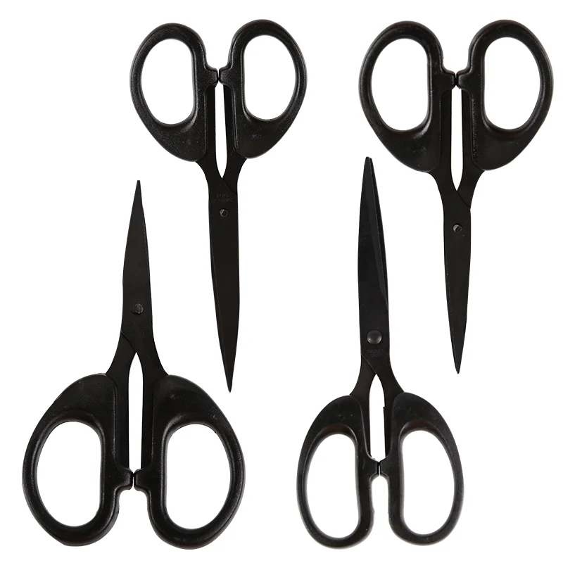 FYIF 4 Size Scissors Black Blade Scissors Sharp Student Paper Cuttings Scissors Household Office Supplies