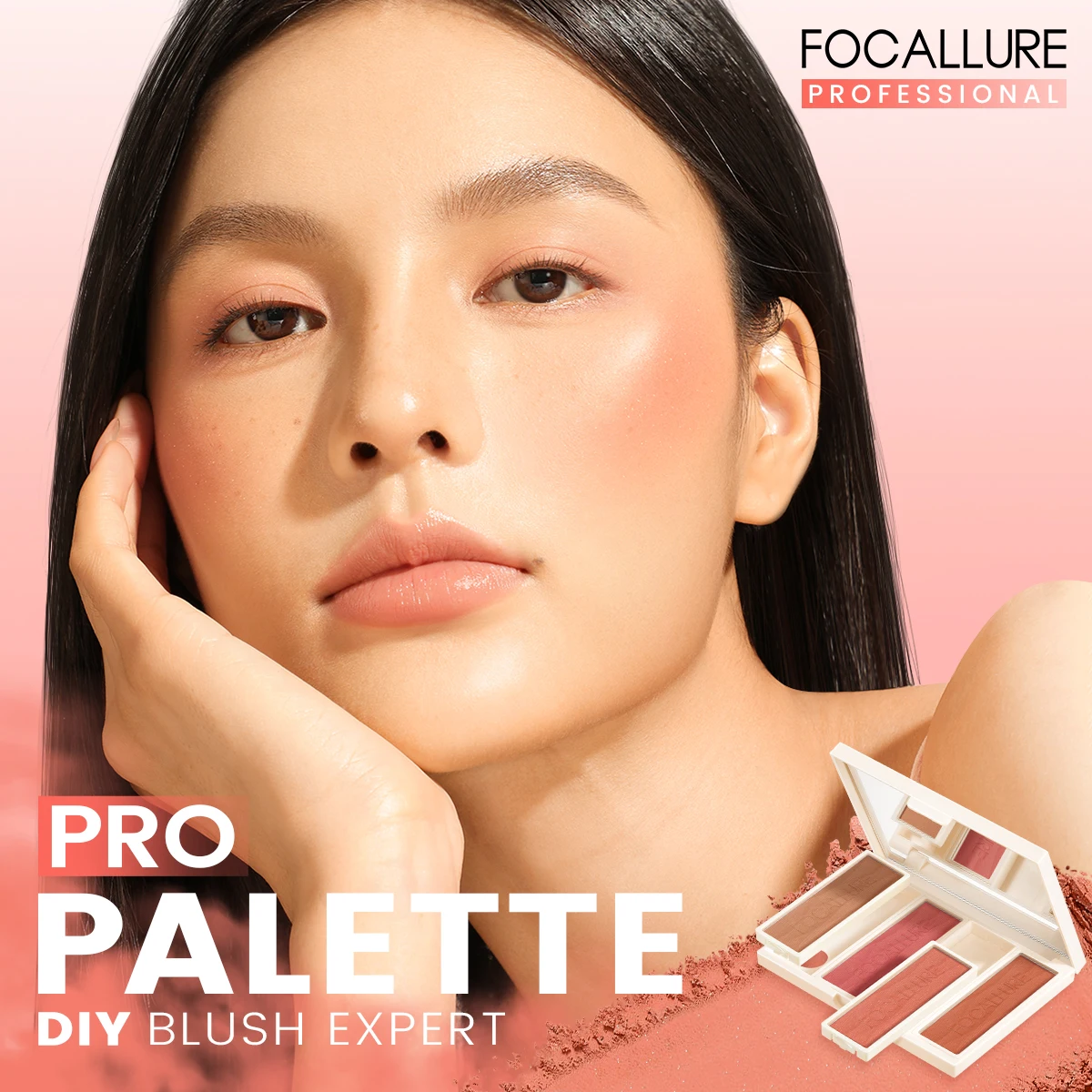 FOCALLURE Multi-use DIY Blusher Palette Waterproof Long-lasting High Pigment Natural Face Blush Powder Makeup Women Cosmetics