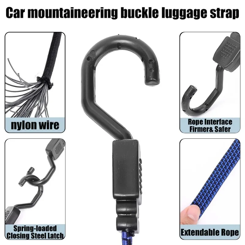 New Elastics Rubber Luggage Rope Cord Hooks Bikes Rope Tie Bicycle Luggage Roof Rack Strap Fixed Band Hook Car Accessories