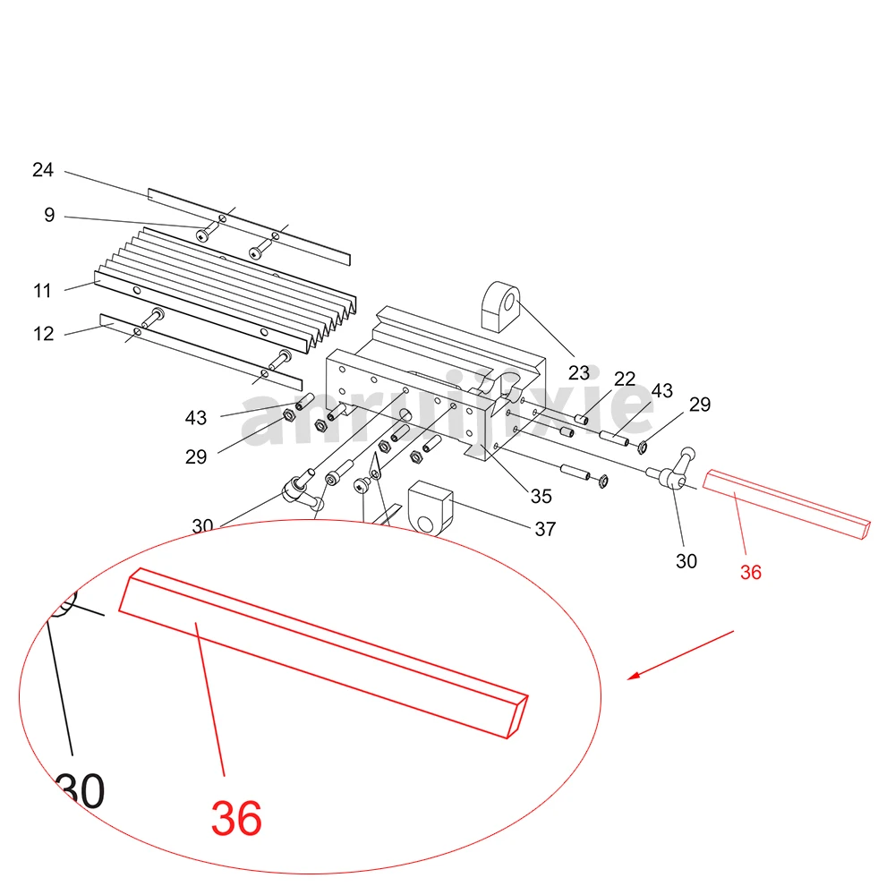 X-Axis Gib Strip SIEG X2-036&Grizzly G8689-036&JET JMD-1L&CX605&Little Milling 9 Mini mill spare parts