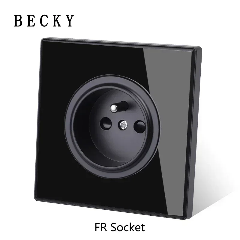 Black Tempered Glass Wall Switch Panel Led European 16a Socket Retro Toggle Light Switch Eu Uk Standard 2usb Socket 1Gang-4gang image 3