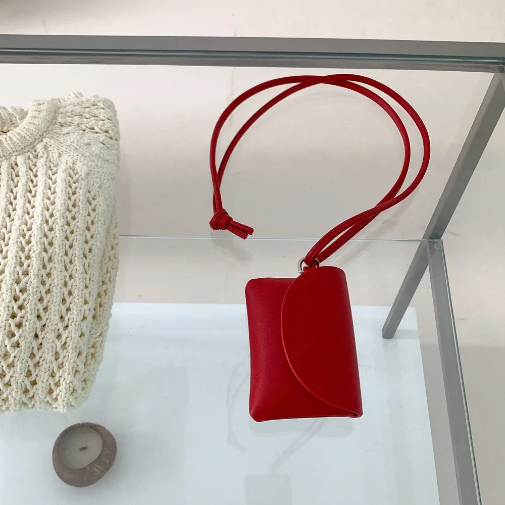 PU Leather Suede Coin Purse Hanging Neck Leopard Print Mini Storage Bag Card Holder Korean Style Lipstick Earphone Pouch Travel