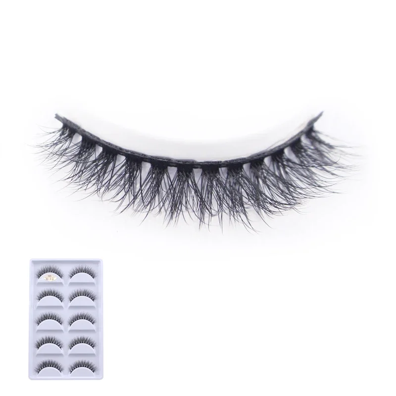 Nuevo set de 5 pares de pestañas postizas 3D de visón sintético hechas a mano, cortas, cruzadas, densas, naturales, para maquillaje escénico 2
