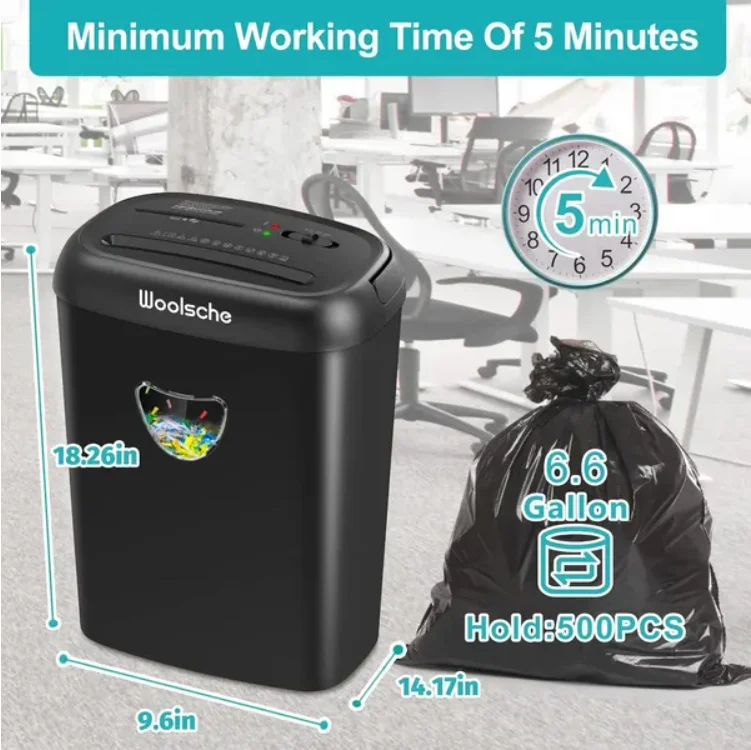 14-Sheet Cross Cut Paper Shredder P-4 Security Heavy Duty For Home Office 66 Gallon Basket