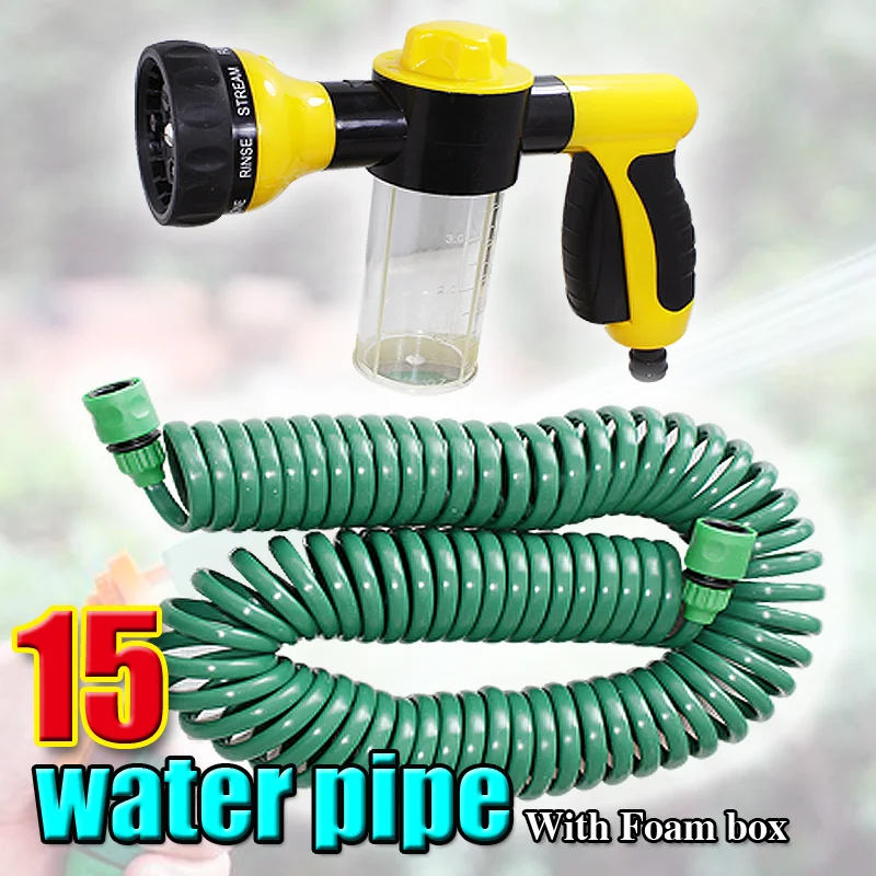 Multiple Lengths of Spring Telescopic Hoses 8 Different Sprinkler Balcony Garden Watering, Irrigation,Car Cleaning With Foam Box