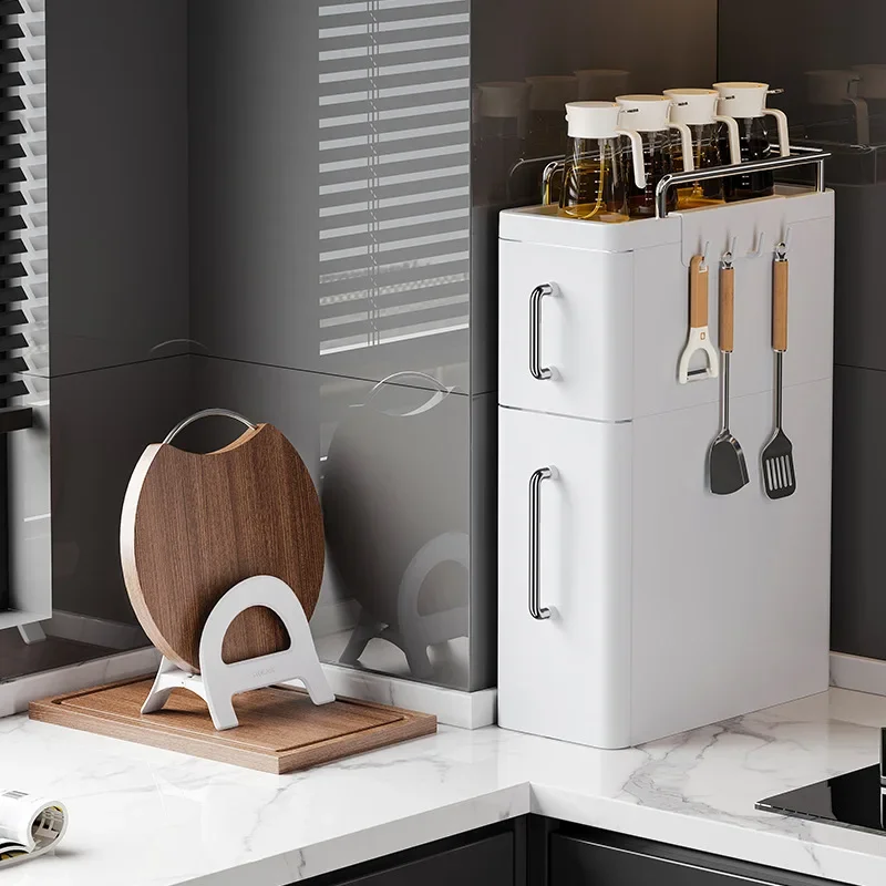 2/3 Layer Kitchen Spice Shelves Pull-Out Spice Organizer Shelf Household Multi-Functional Oil Salt Sauce and Vinegar Storage