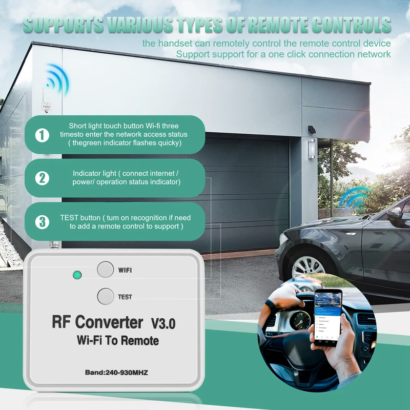 Universal Wireless Wifi To RF Converter Phone Instead Remote Control 240-930Mhz For Smart Home