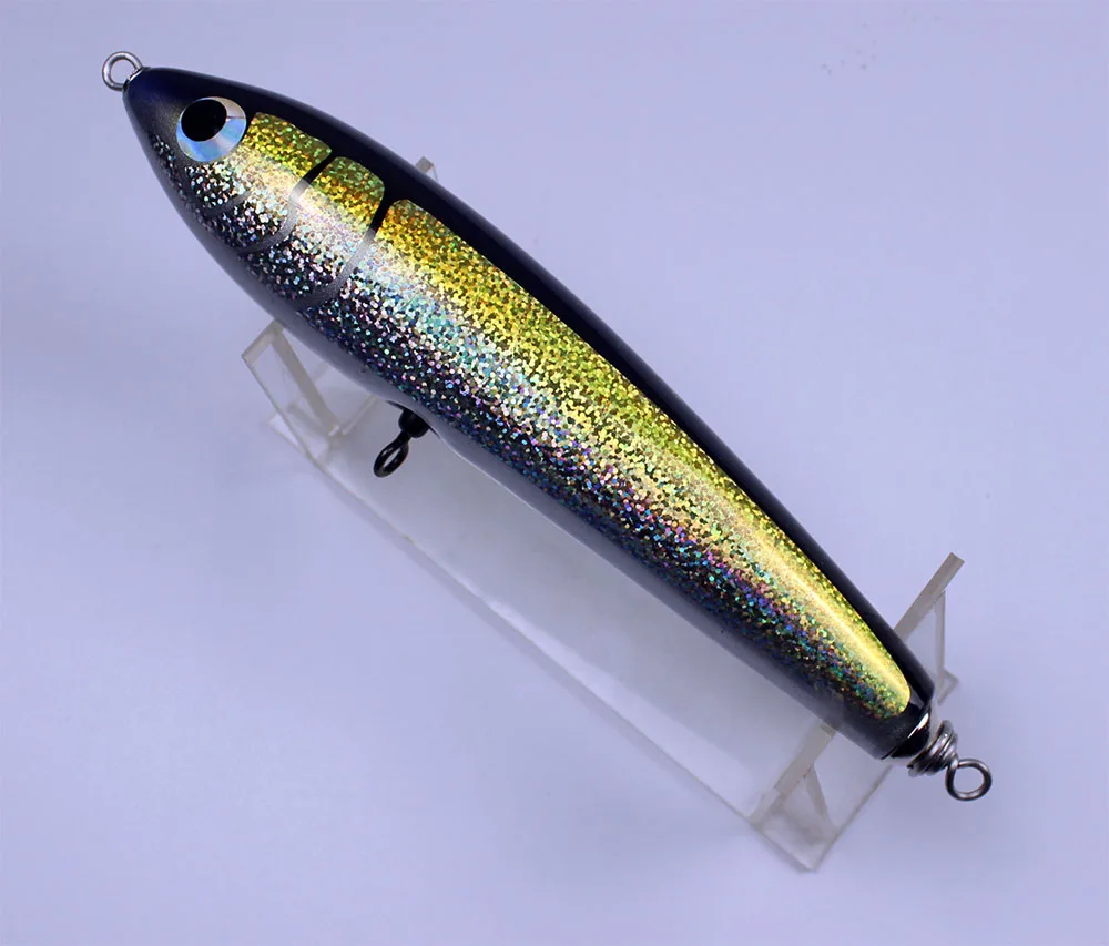 Blue Fish  Wood Floating Popper Stickbait Fishing Lure Medium Heavy Paulownia Popping for , Kingfish, BluefinTuna