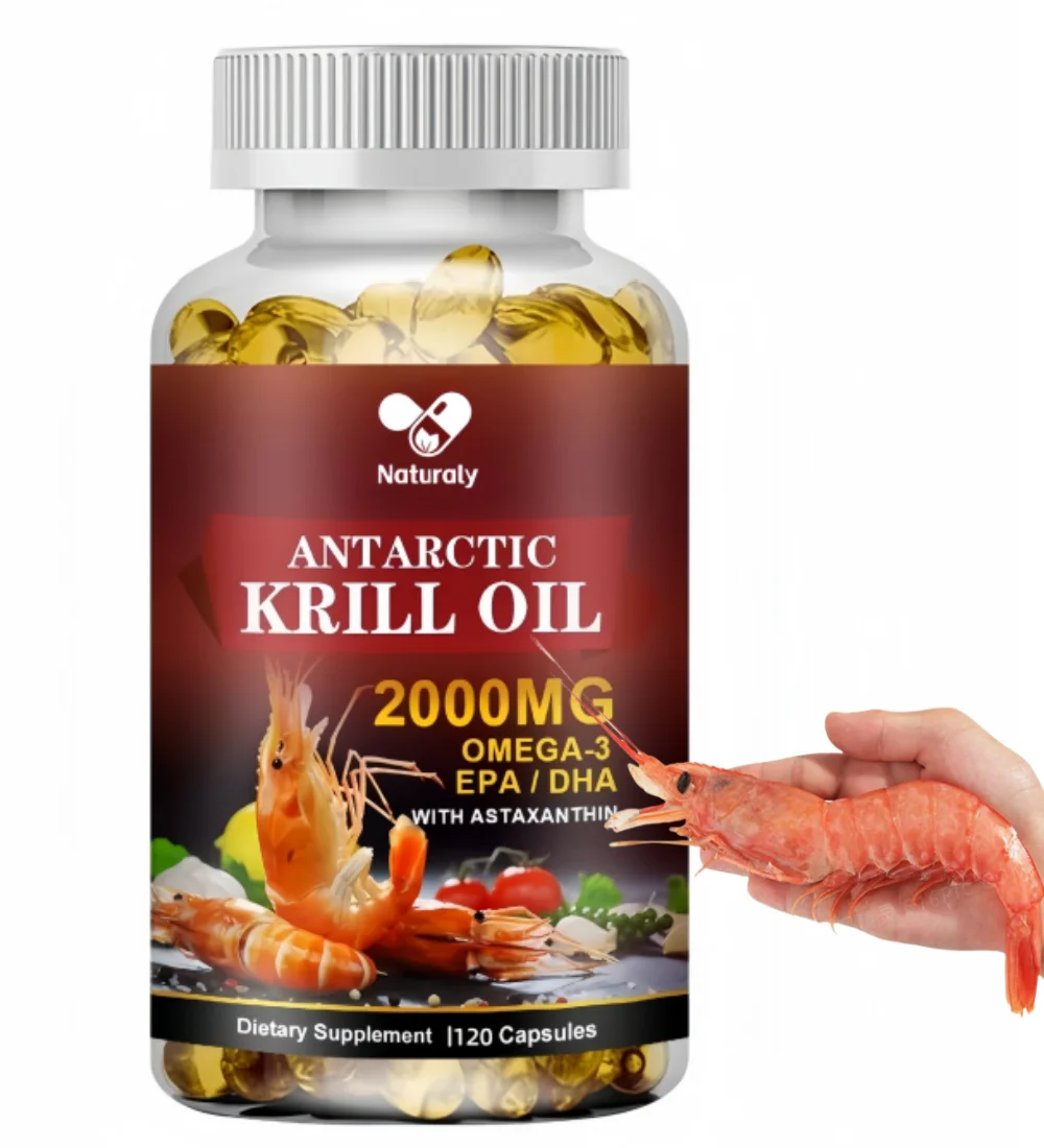 Antarctic Krill Oil Capsules 2000 mg with Omega-3s EPA, DHA, Astaxanthin and Phospholipids, Non GMO – 120 Softgels