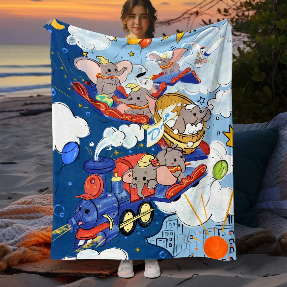 Dumbo cartoon cute Blanket- Lightweight Flannel Throw for Sofa,Bed,Travel,thin blanket,Camping,Livingroom,Couch,picnic,vintage