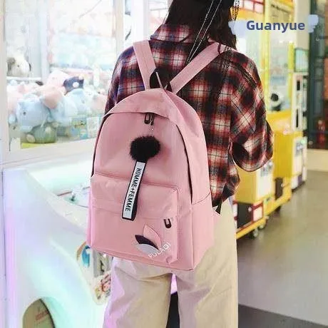 

Large Capacity Canvas Street Style Korean Backpack Travel Bag Women's Leaf Pattern Bookbag Student Pack 2024 New Fashion