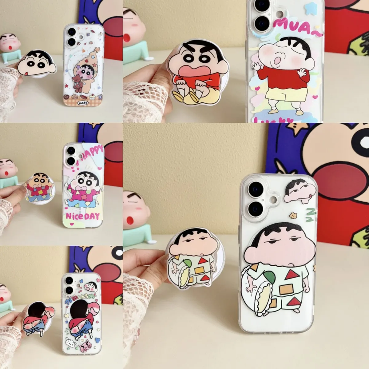 For Samsung Galaxy S22 S23 S24 S25 S26 Plus Ultra FE Crayon Shin-chan Acrylic For Magsafe Magnetic Wireless Charging Case Holder