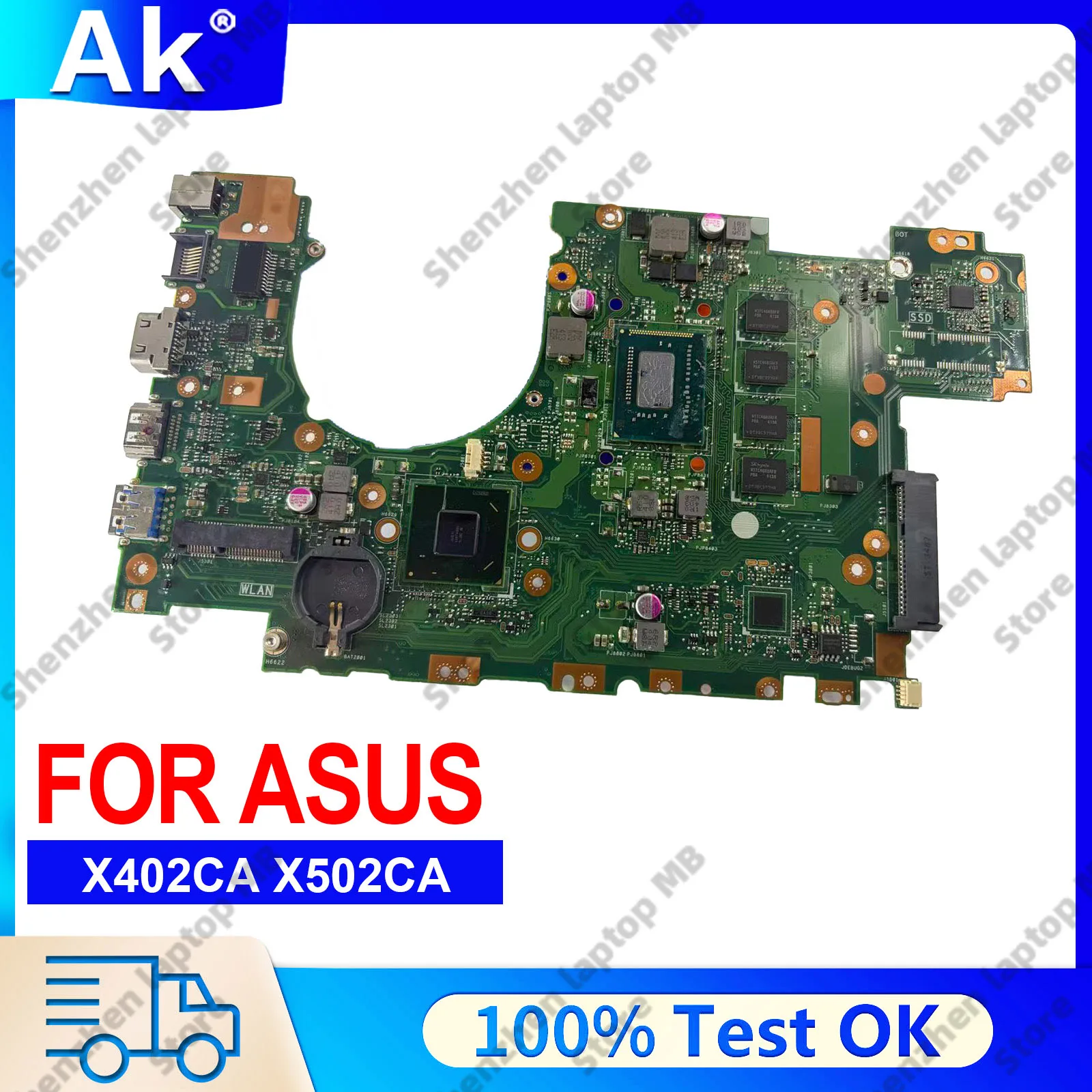 X402CA X502CA Laptop Motherboard For ASUS VivoBook X402C X502C F402CA F502CA Notebook Mainboard With I3 I5 I7 CPU 100% tests OK