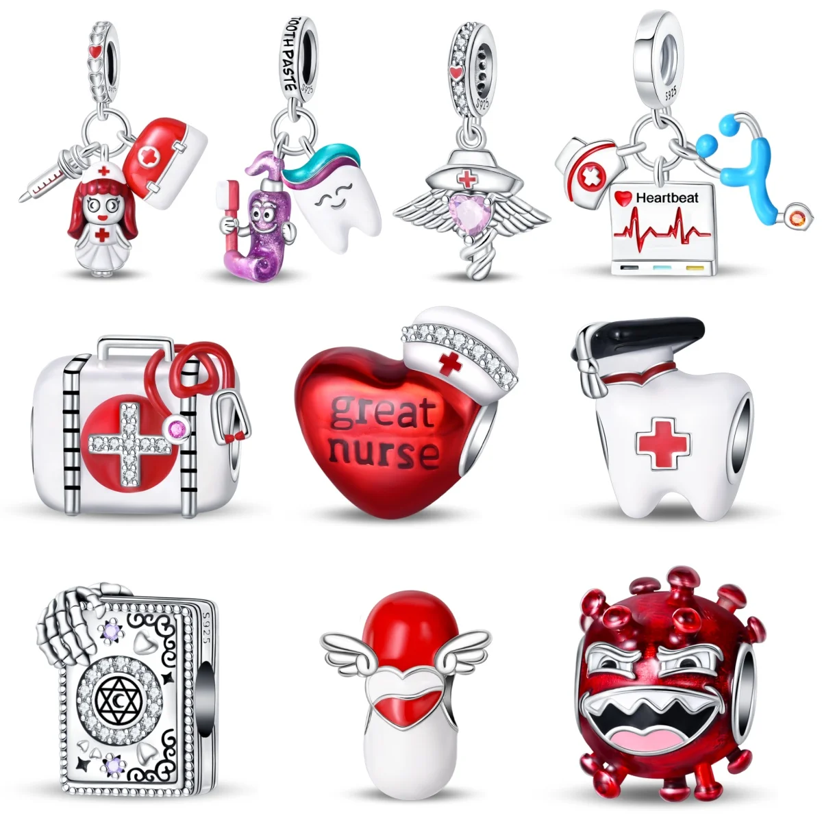 

New hot selling 925 sterling silver medical series amulet pendant suitable for original bracelet DIY women's necklace accessorie