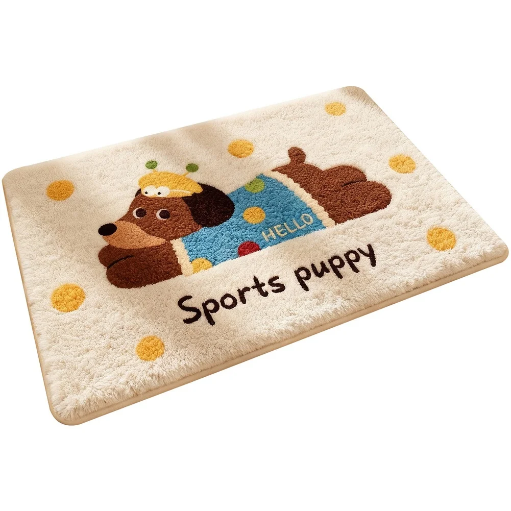 

Silicone Grip Base Blue Plush Bath Mat Imitation Cashmere Quick Drying Non-slip Silicone Base Tightly Woven Fibers