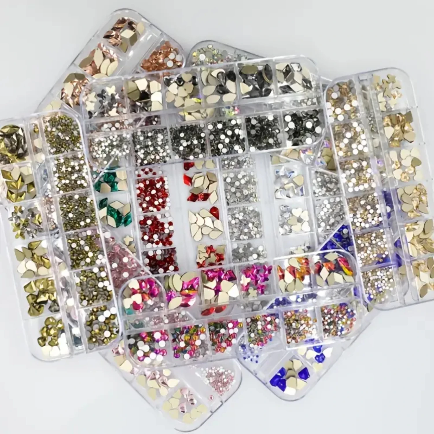 Eye-Catching Multi-shaped Vibrant Crystal Rhinestones - 120 Pcs for Stunning Nail Art, Assorted Acrylic Stones in Various Sizes 