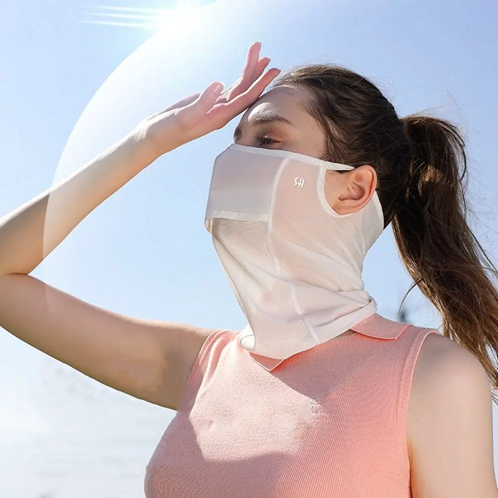 

Hiking For Men For Women UV Protection Solid Color Outdoor Neck Wrap Cover Sunscreen Face Scarf Ice Silk Mask Face Cover
