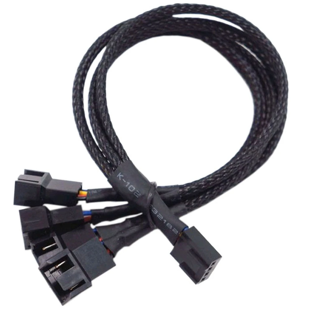 1/4 computer cable PWM temperature control cooling fan expansion cable package nylon mesh chassis one to four HUB hub