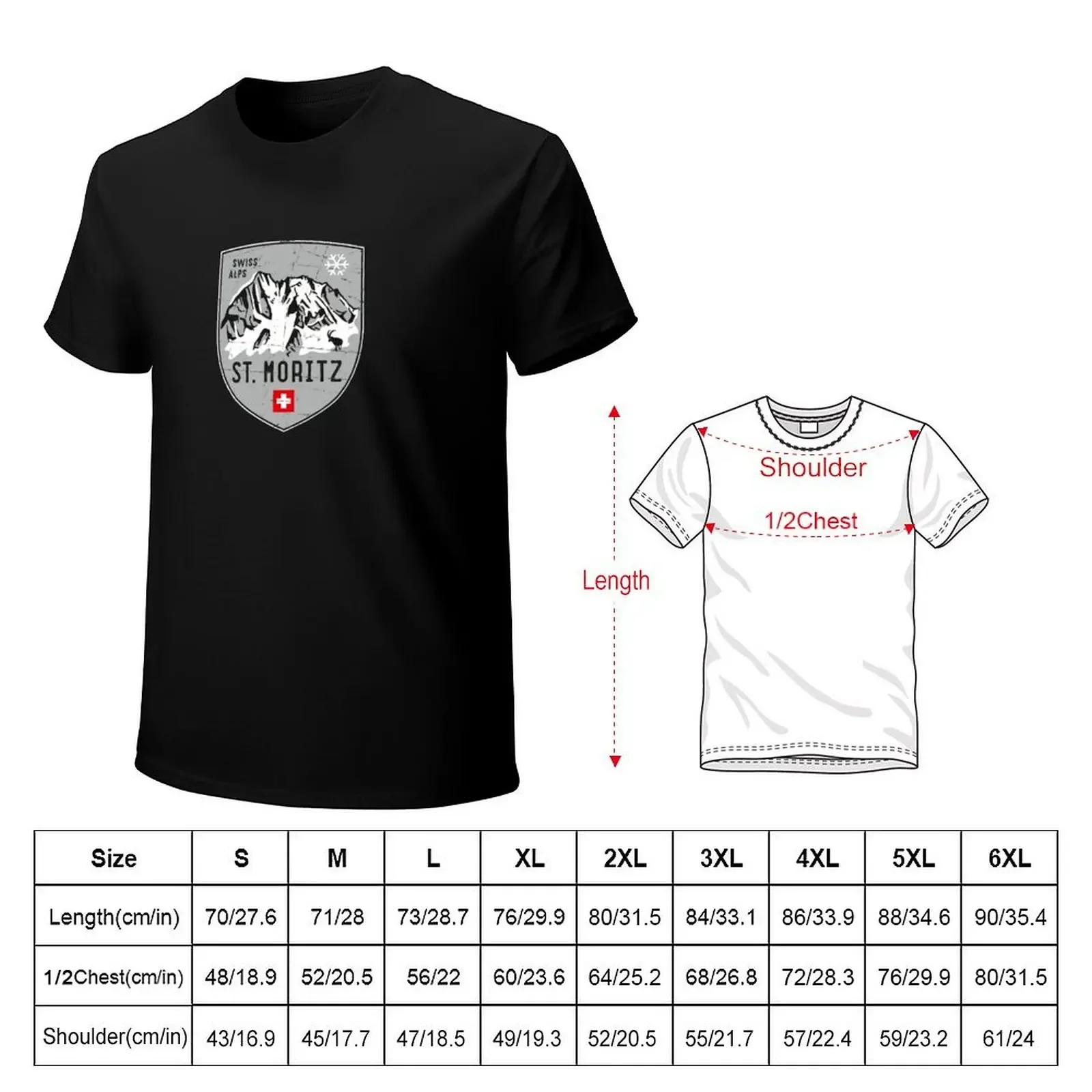 St. Moritz Switzerland Emblem T-Shirt cotton graphic tees quick-drying shirts graphic compression shirt men