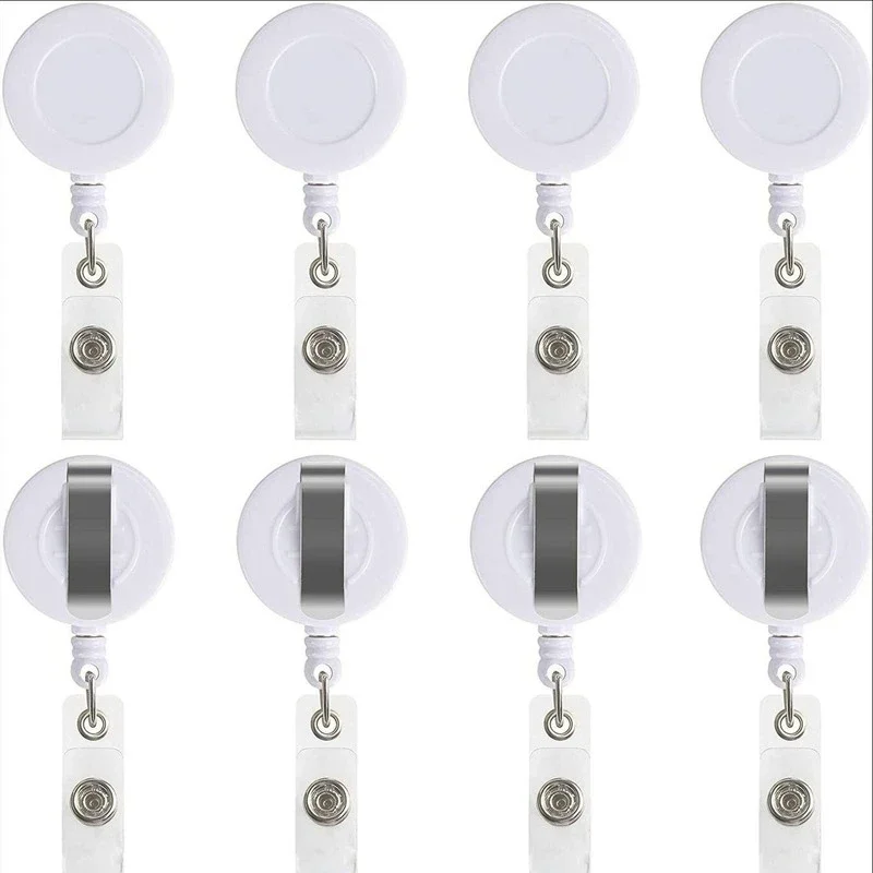 10pcs Retractable Pull Badge Reel Plastic ID Lanyard Name Tag Key Ring Chain Clips Hospital Nurse Badge Holder Credential Holder