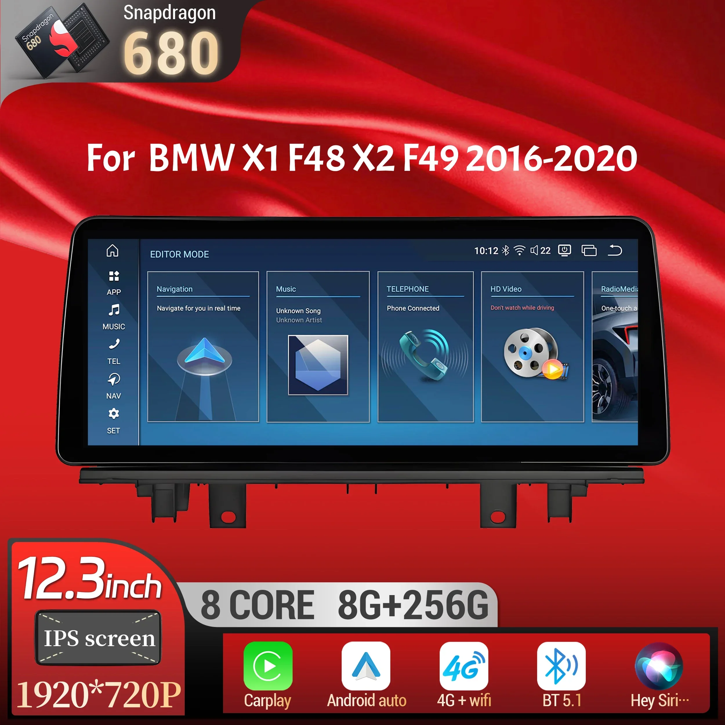 

12.3 inch Android 14 4G For BMW X1 F48 X2 F49 2016-2020 Car Radio GPS Wireless Bluetooth Carplay Snapdragon 680 Head Unit Screen