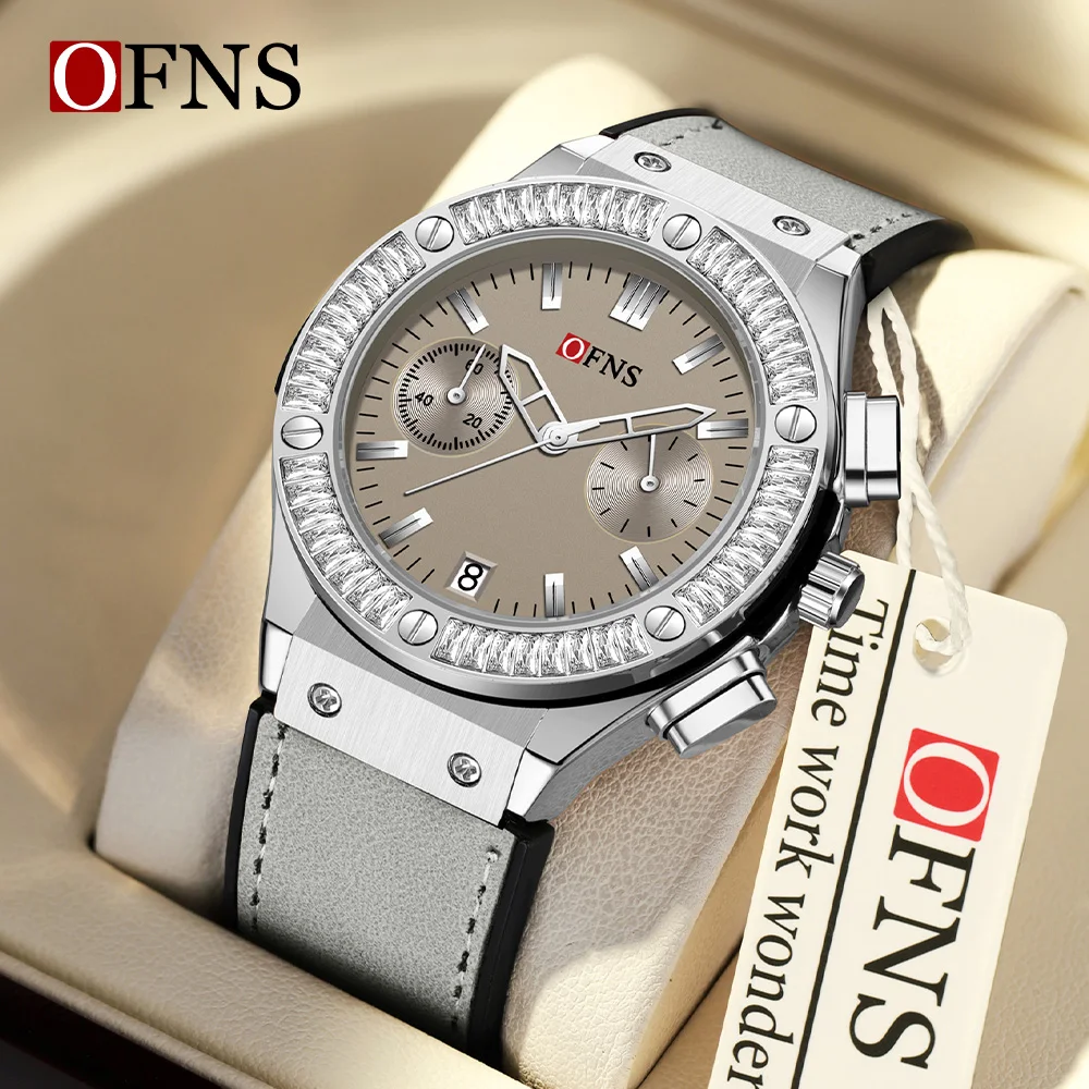 

OFNS 1530 Роскошные деловые женские кварцевые часы, водонепроницаемые, с календарем, ночником, модные простые женские кварцевые часы 2025