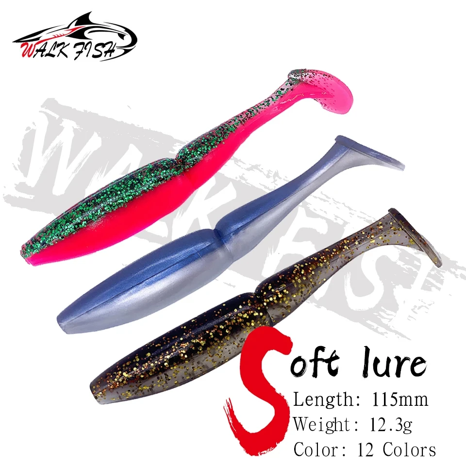 WALK FISH 3 Teile/los 11,5 cm 12,3g Easy Shiner Shad Qualität Köder Pesca Angeln Weiche Köder Silikon Köder wobbler Leurre Souple