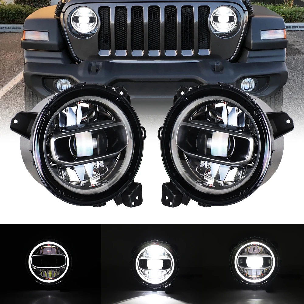 

9-дюймовые светодиодные фары дальнего ближнего света Halo DRL для Jeep Wrangler JL JLU JT Rubicon 18-23 E24 сертификат e-Mark