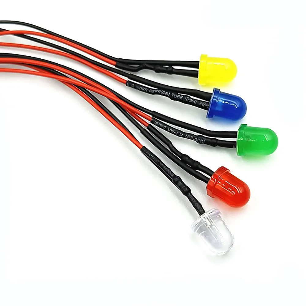 Diodos emisores LED precableados, luces de bombillas LED resistentes, 8mm, 3V, 5V, 6V, 9V, 12V, 24V, 36V, 48V, 60V, 110V, 220V, 10 Uds.