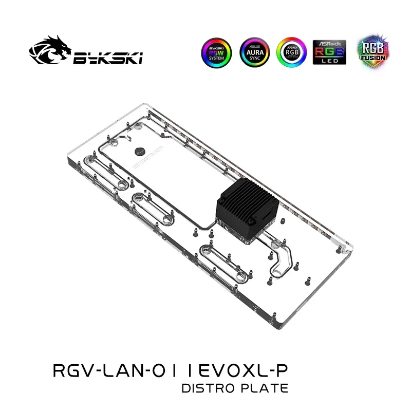 Imagem -02 - Bykski-acrílico Distro Placa para Lian li O11d Evo xl pc Case Refrigerador de Água Board Combo Ddc Bomba Auar 5v 12v Rgv-lan-o11evoxl-p