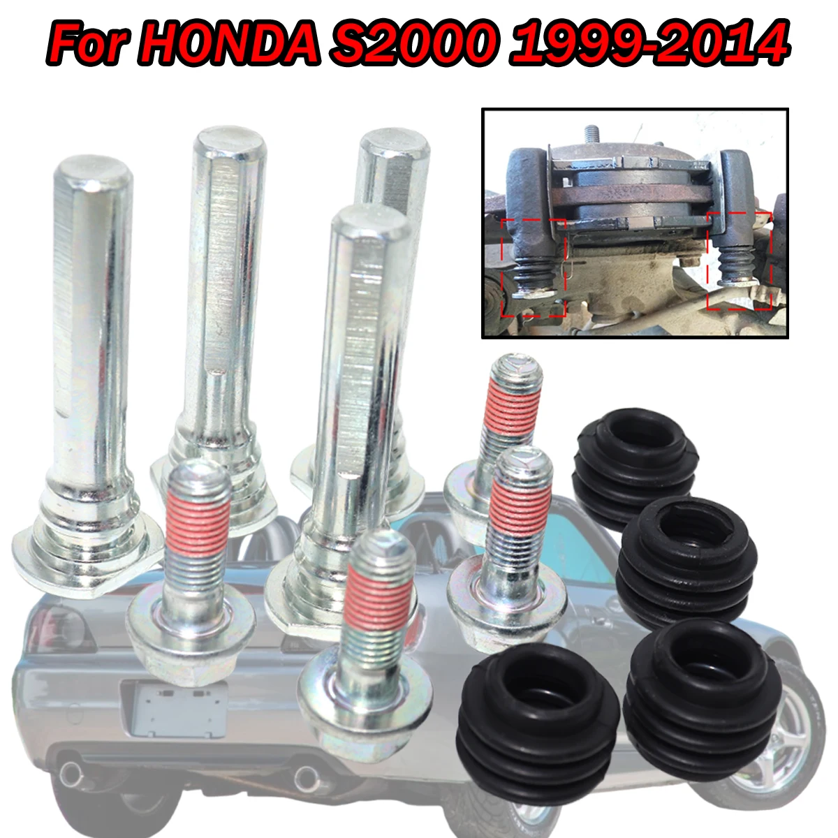 

Rear Left Right Brake Cylinder Slider Guide Pin For Disc Housing Bolt Rubber Bushing Boot Seal Repair Kit For Honda S2000 99-14