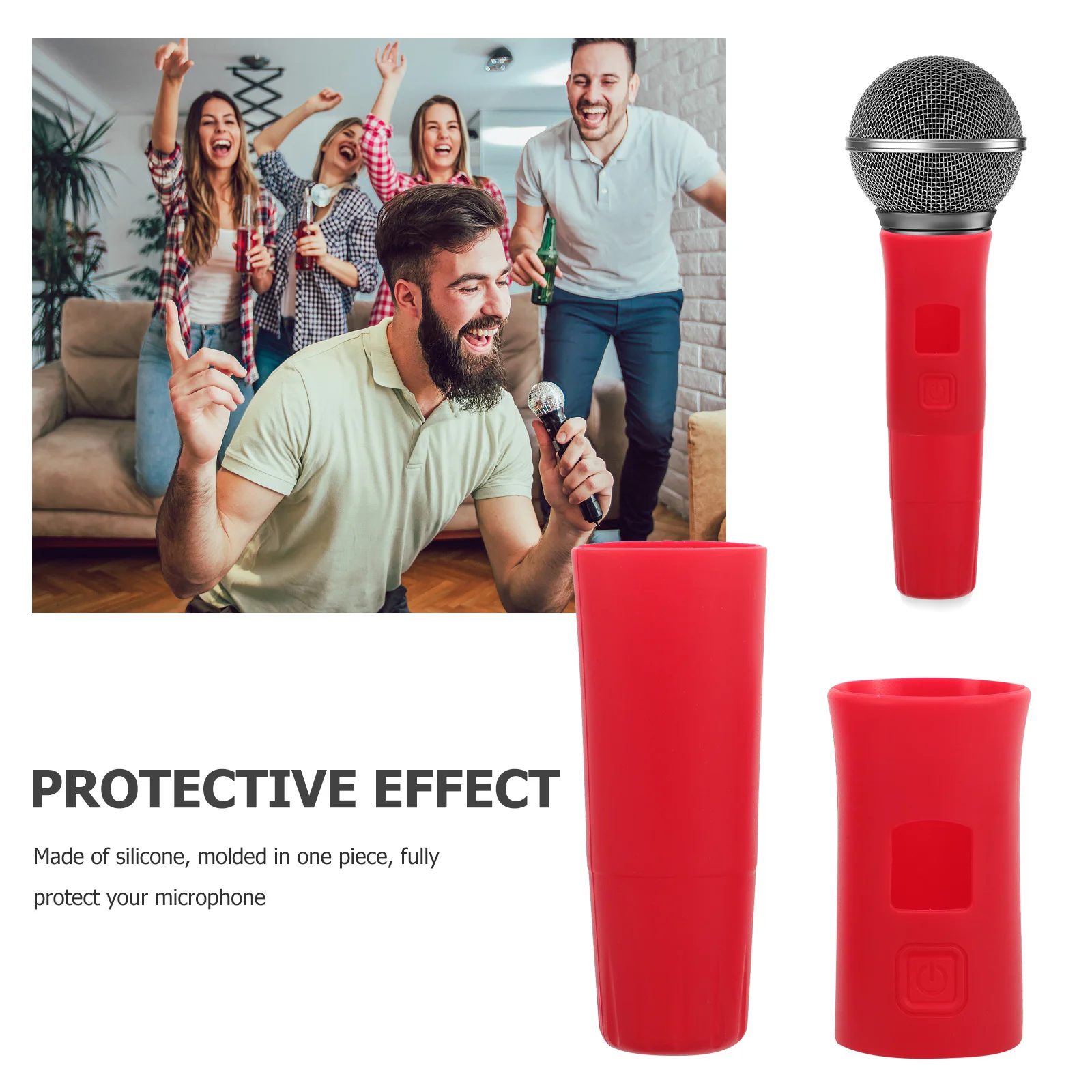 

1Set Wireless Microphone Handle Protective Case Silicone Cover Soft Sleeve for Ktv Parties Conference Rooms News Interviews