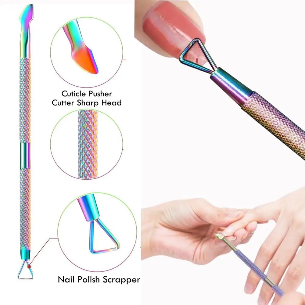 1Pcs Double-Head Stainless Steel Cuticle Pusher Gel Polish Deed Skin Remove Nail Scraper For Pedicure Manicure Clean Care Tools