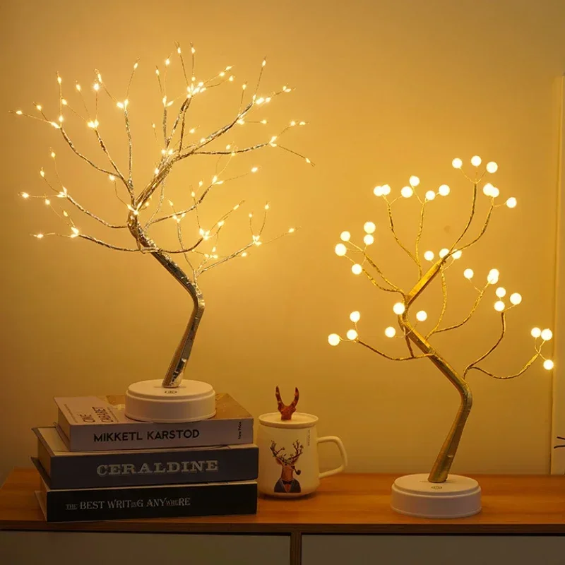 Mini Christmas Tree Lamp for Kids LED Night Light Home Bedroom Tabletop Tree Lamp Decoration Fairy Nightlights Holiday Lighting