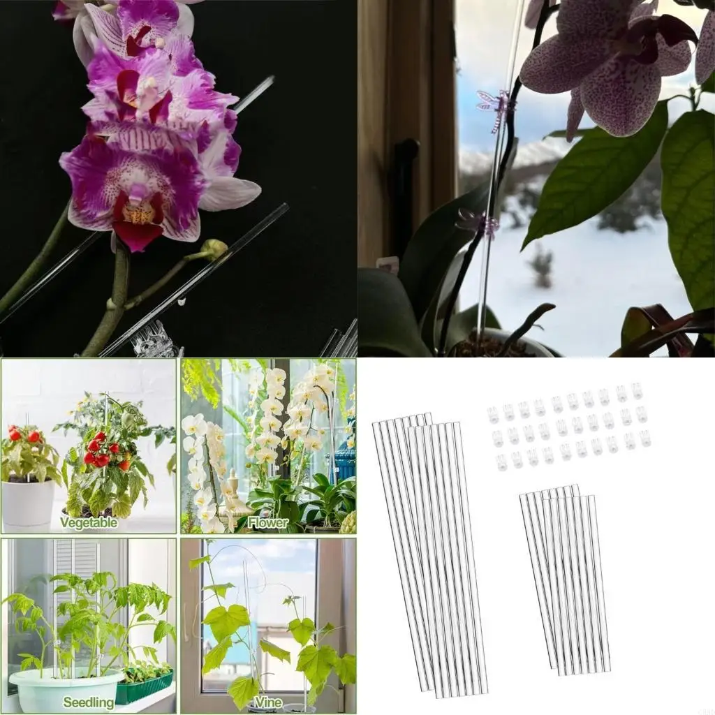 

30pcs Orchids Flower Plant Stem Support Poles Plant Stem Stake For Tamed And Upright Plant Growth Indoor Outdoor Use C5AD