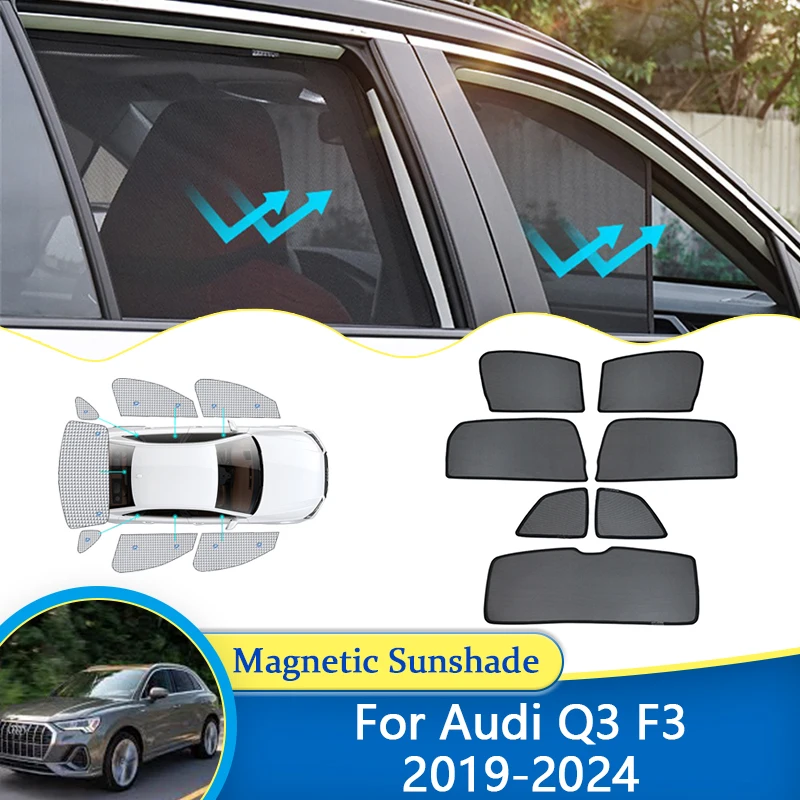 For Audi Q3 F3 2019 2020 2021 2022 2023 2024 Magnetic Sunshade Windshield Visor Sun Shade UV Protection Privacy Car Accessories