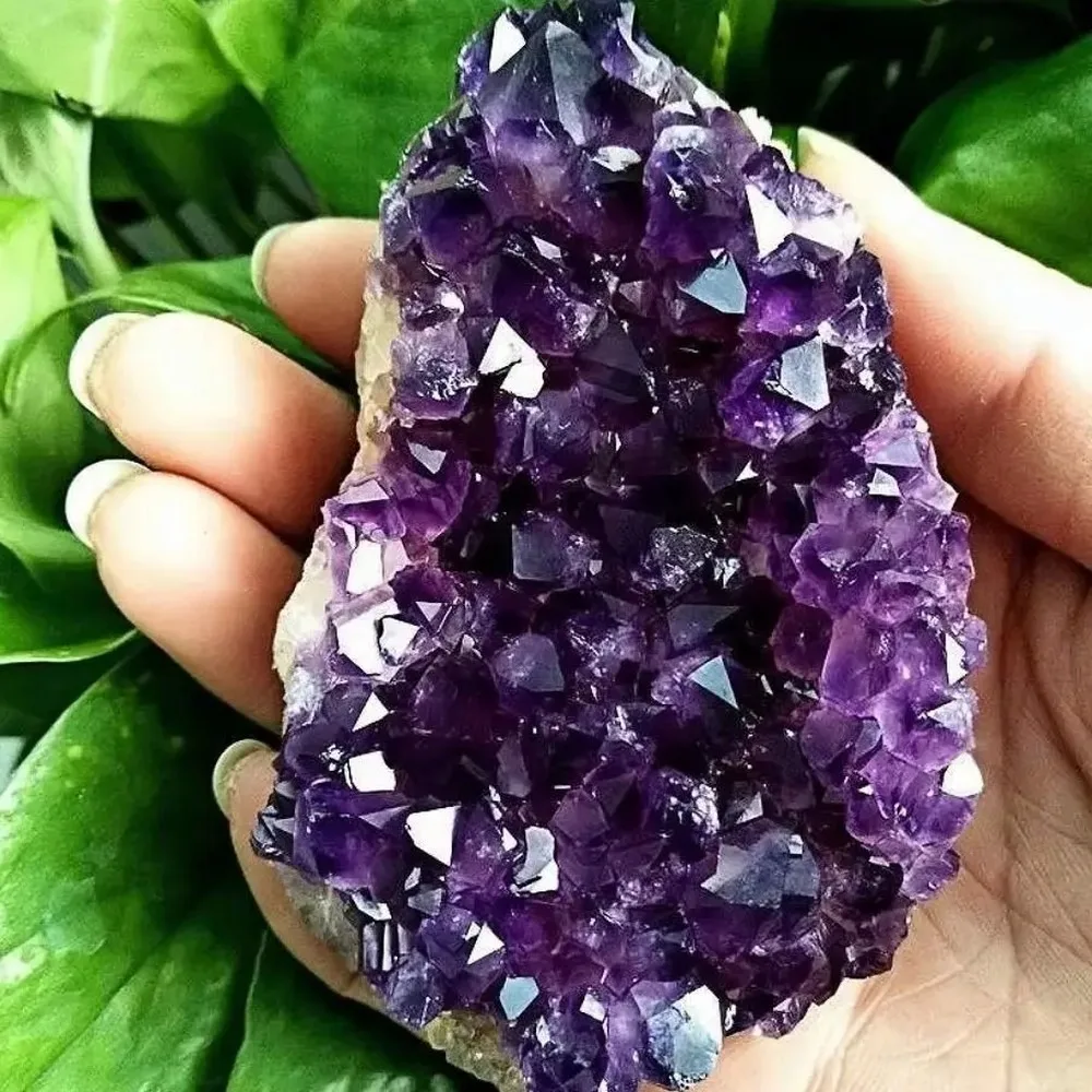 Amethyst Crystal Cluster Raw Stone, Natural Purple Geode Druzy Mineral Specimen, Healing Quartz Point Energy Wand for