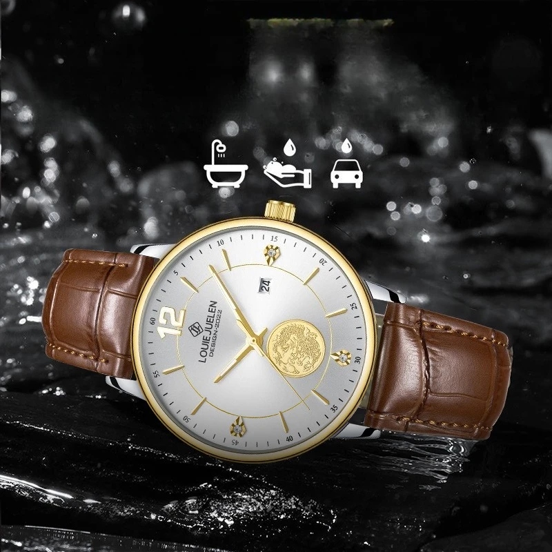 Men Quartz Wristwatch Luminous Calendar 30M Waterproof Alloy Case Stainless Steel Strap Business Sports Male Dress Watch