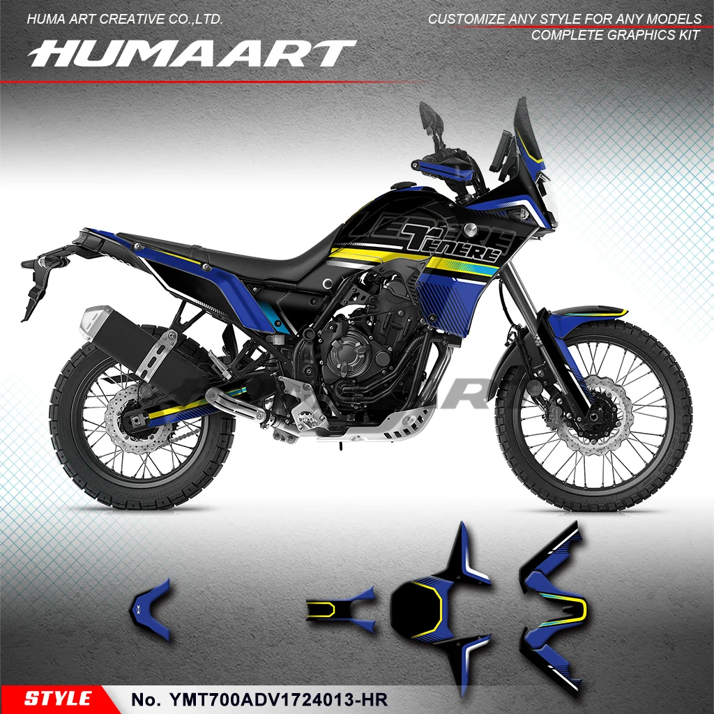 

Комплект графических наклеек HUMAART для Yamaha Ténéré 700 Tenere 700 T700 T7 2017-2024, восстановление, YMT700ADV1724013-HR