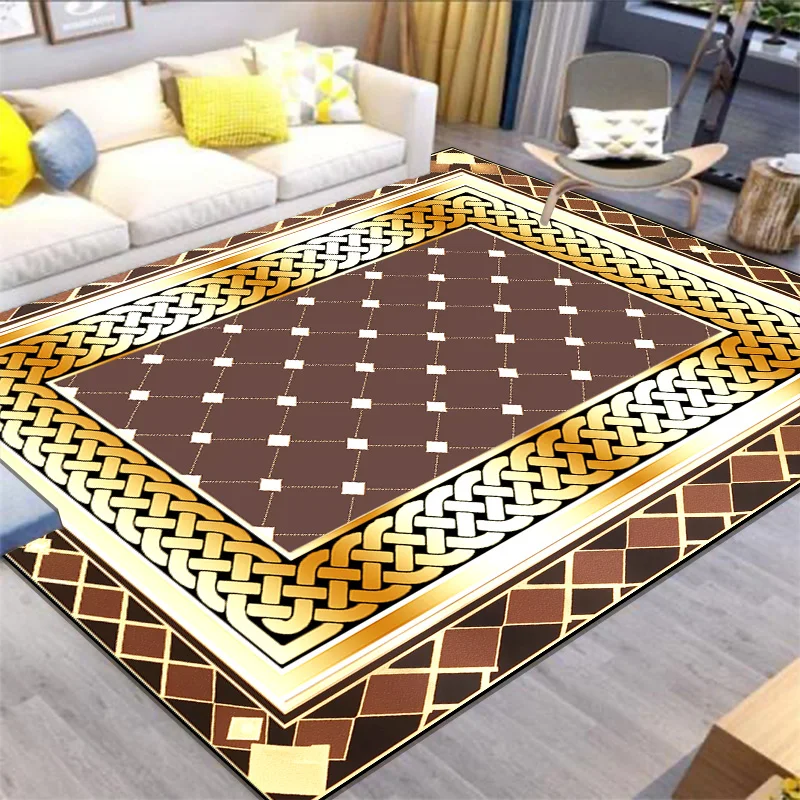 Luxury Golden Carpet Living Room Decoration Modern Gorgeous Style Big Size Rug 200x300 cm Bedroom Decor Non-slip Floor Mat Ковер