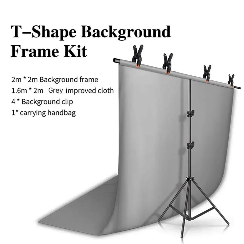 T-förmiger Hintergrundständer 2x2m für Fotografie, Verstellbares Stützsystem für Fotostudio, Geeignet für Vlies- und Musselin-Hintergründe