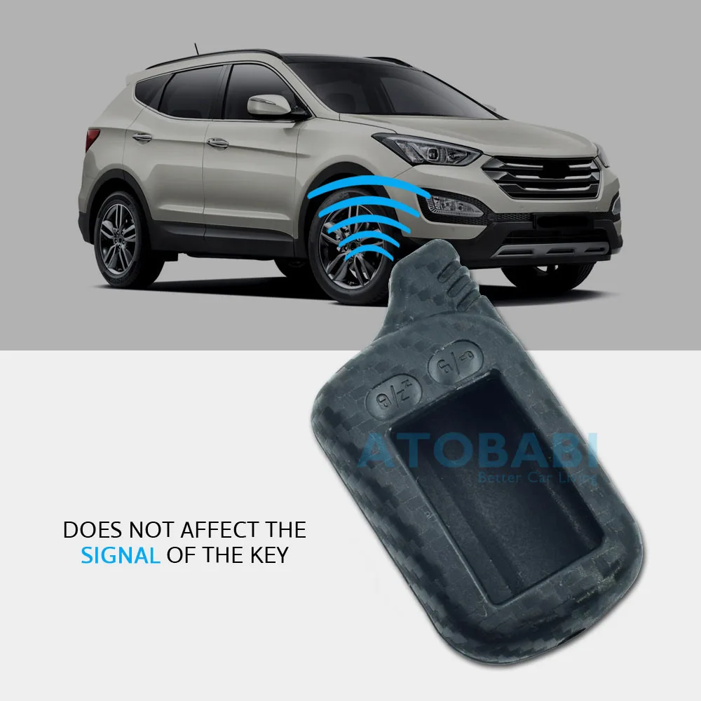 Carbon Silicone Car Key Case For Tomahawk TZ 9030 9020 9010 7010 TZ-9030 Two Way Car Alarm LCD Remote Control Fob Cover Key Bag - Image 4