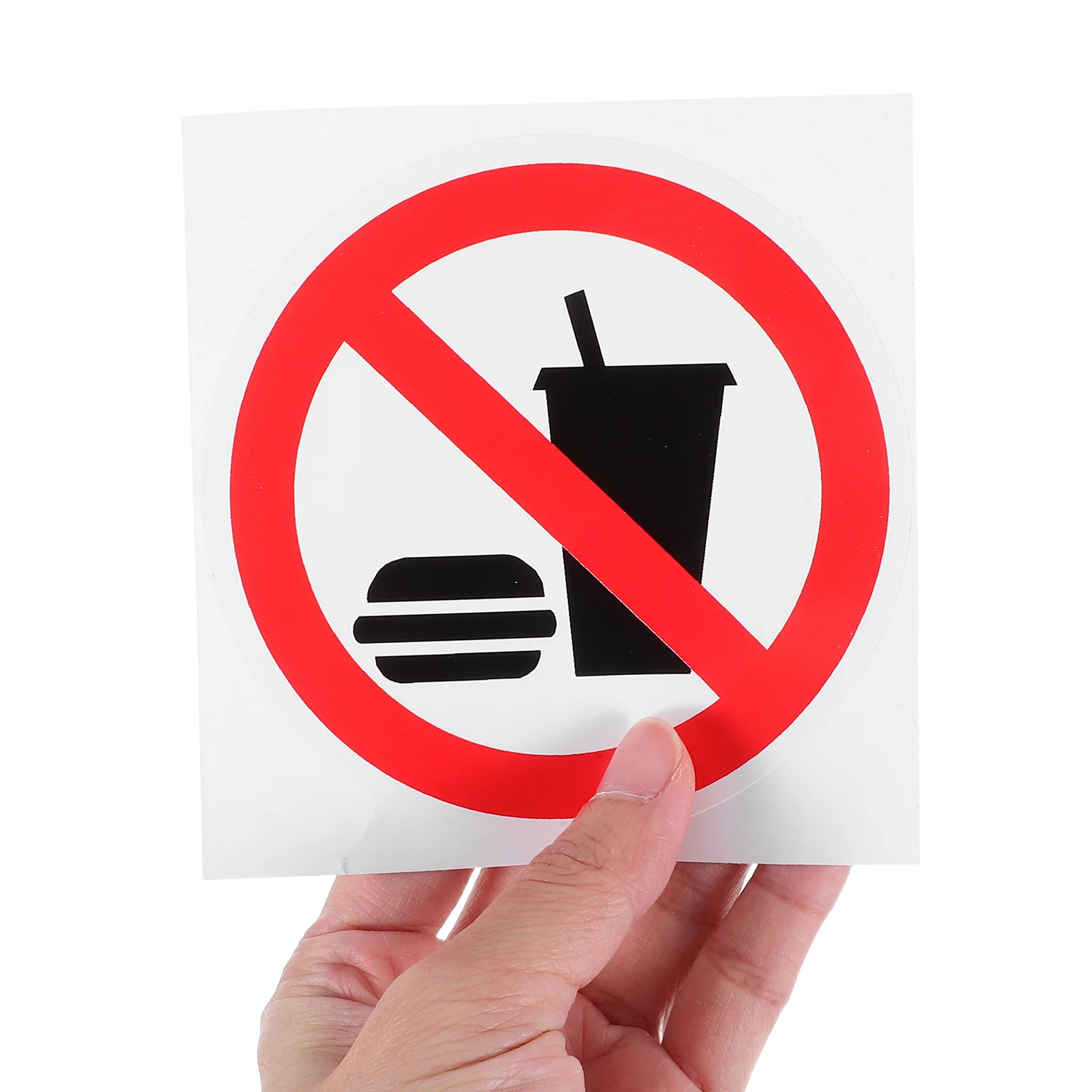 

5Pcs No Food Drinks Warning Sign Easy Apply Self Adhesive Label for Factory Office Kitchen Safety Compliance Indoor Use Sticker