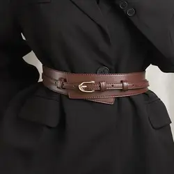 PU Leather Detachable Girdle Stylish Pin Buckle Wide Waistband Vintage Coat Dress Belt For Women Fashion Wide Waist Belt